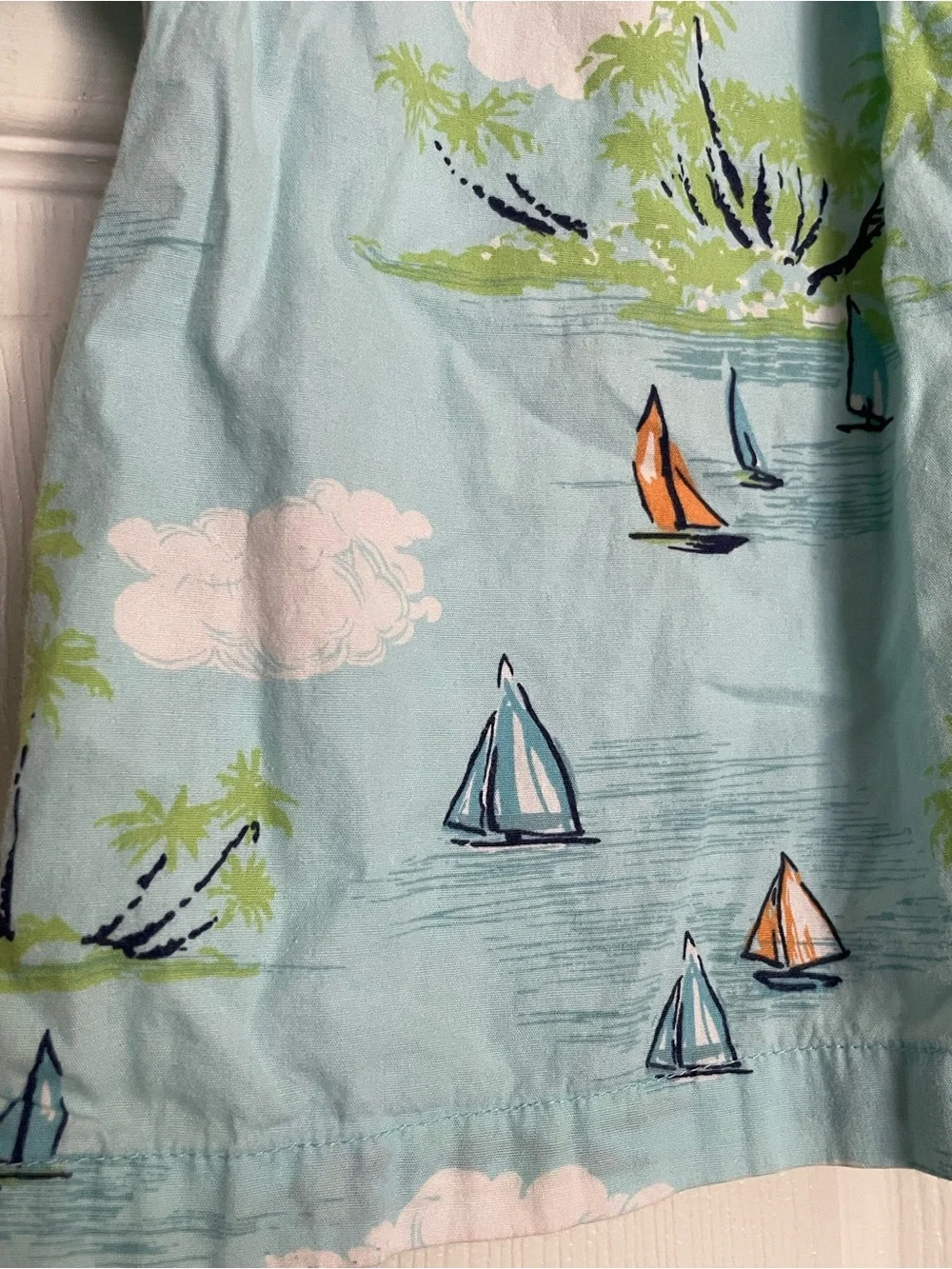 Kitestrings 3T Boys Light Blue Tropical Sailboat Short-Sleeve Shirt for Kids